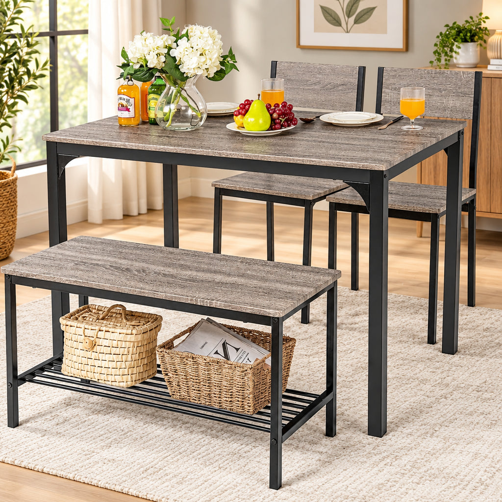 Design versatile set sala da pranzo in metallo antiscivolo grigio